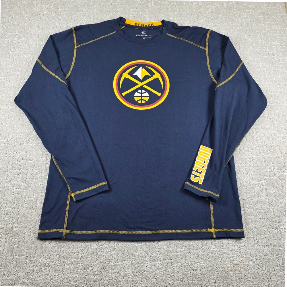 Denver Nuggets Colosseum Mens XL Navy Blue Long Sleeve Performance Shirt NBA